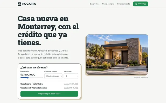 Captura del demo Hogarta Inmobiliaria
