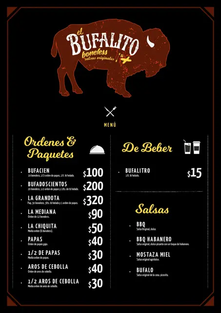 El Bufalito, menú